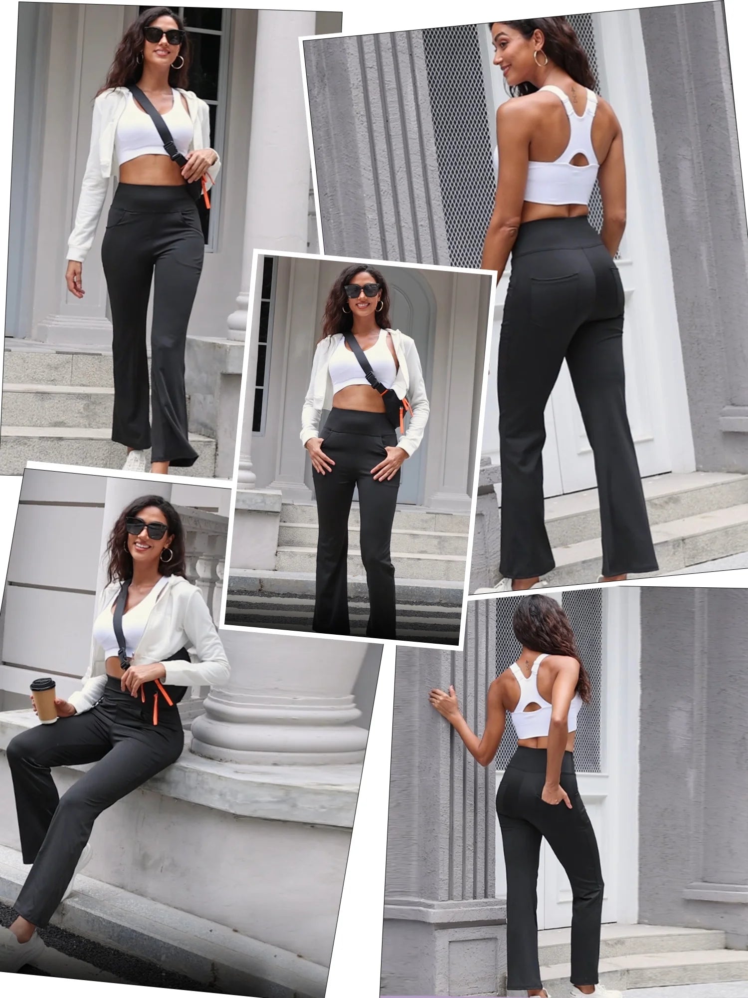 Womens Bootcut Yoga Pants Flare Legging with Pockets High Waist Lightweight Bottoms Workout Activewear Dark Red M