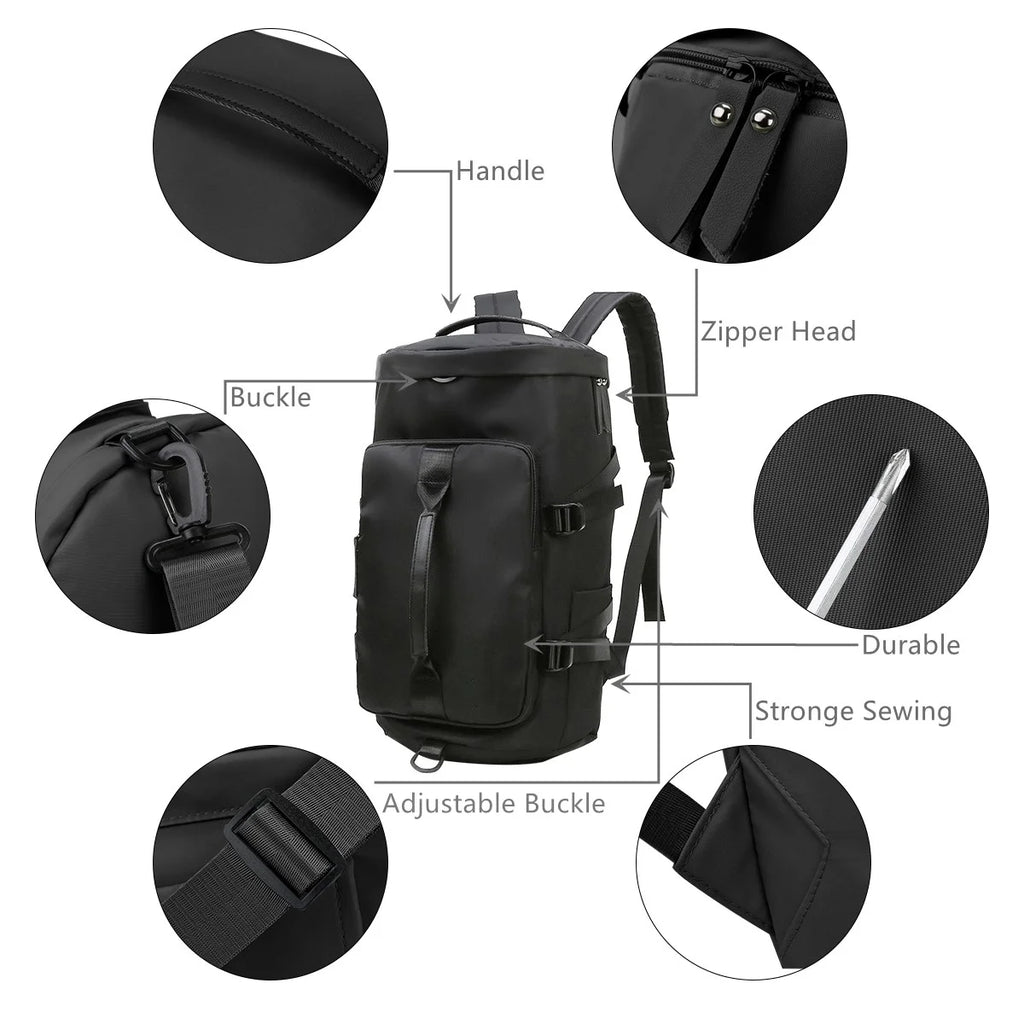 Overnight Bag Gym Travel Duffle Bag for Men and Women Weekender, Multifunctional, Black